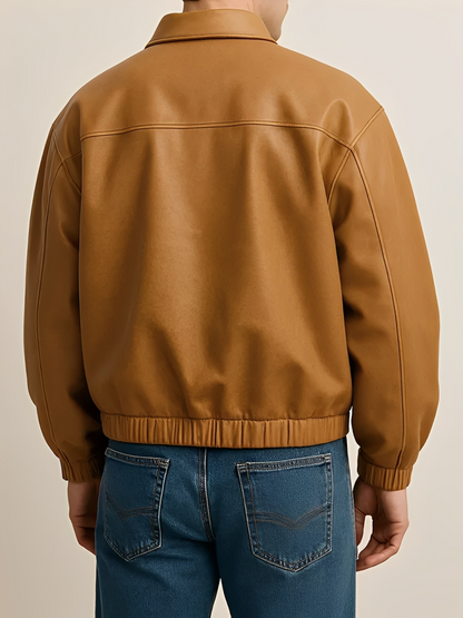 Men’s Tan Relaxed Leather Jacket