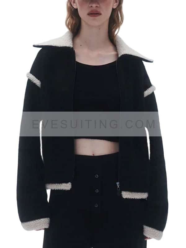Taylor Swift Black Guest in Residence Grizzly Bomber Jacket