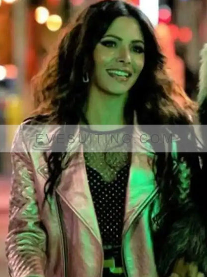 Tv Series SexLife Billie Connelly Pink Leather Motorcycle Jacket