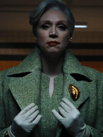 Wednesday Larissa Weems Green Trench Coat