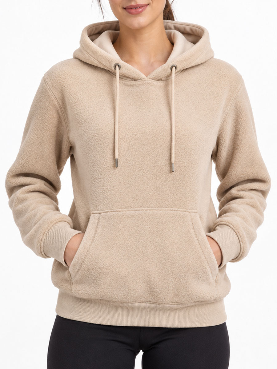 Women's Beige Fleece Pullover Hoodie