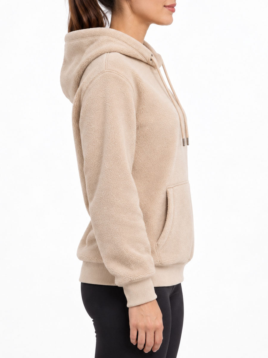 Women's Beige Fleece Pullover Hoodie