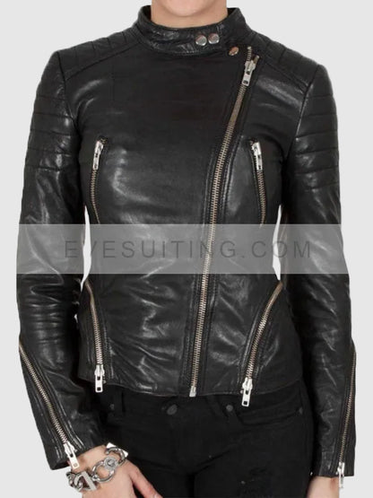 Womens Cafe Racer Leather Biker Jacket