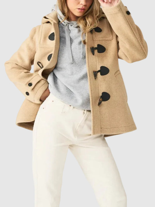 Women's Camel Wool Short Toggle Duffle Coat