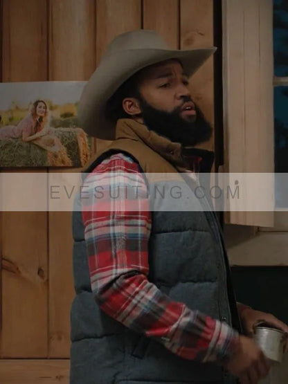 Colby Mayfield Yellowstone S02 Denim Richards Fleece Puffer Vest