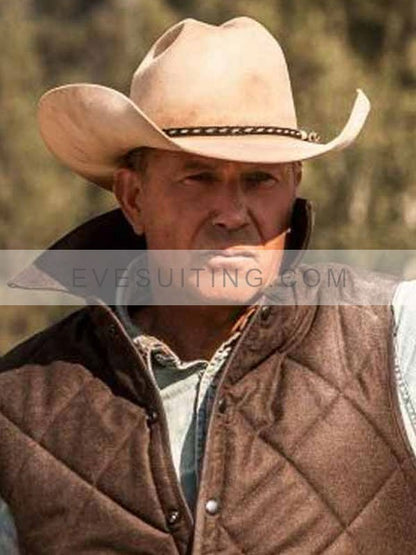 Yellowstone John Dutton Kevin Costner Quilted Brown Vest