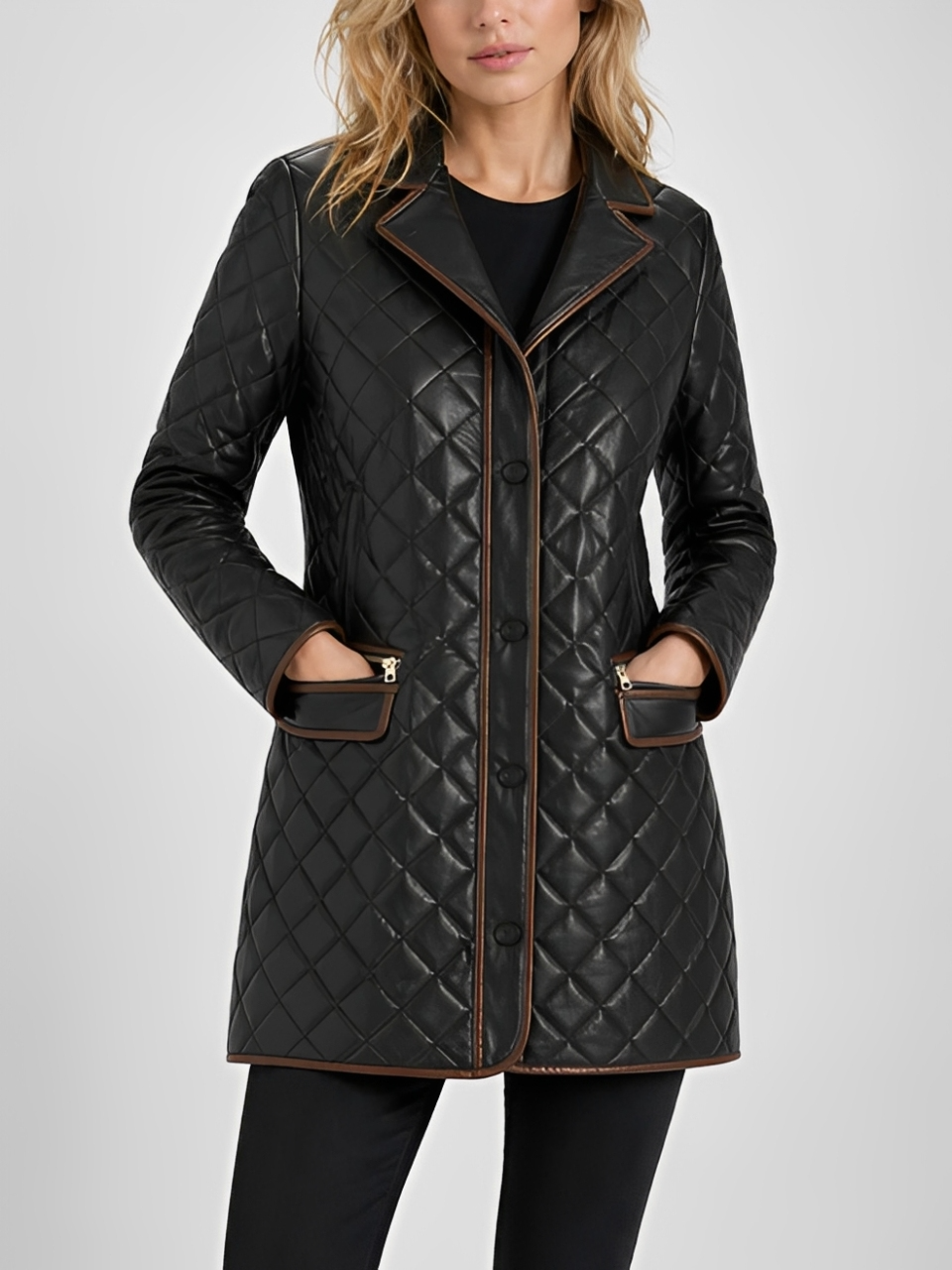 Zelira Quilted Leather Coat